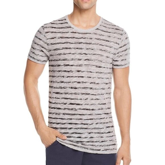 NWT ATM Mens Painted Stripe Basic T-Shirt in Chalk/Midnight Stripe XXL - Picture 1 of 8